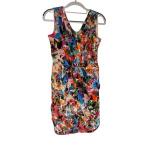 Donna Morgan‎ colorful sleeveless silk knee length dress